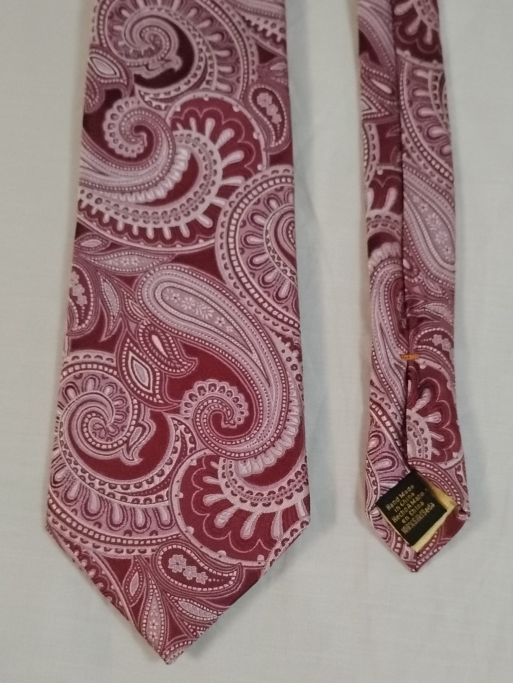 Donald Trump Men's Paisley Silk Tie - Pink Burgundy